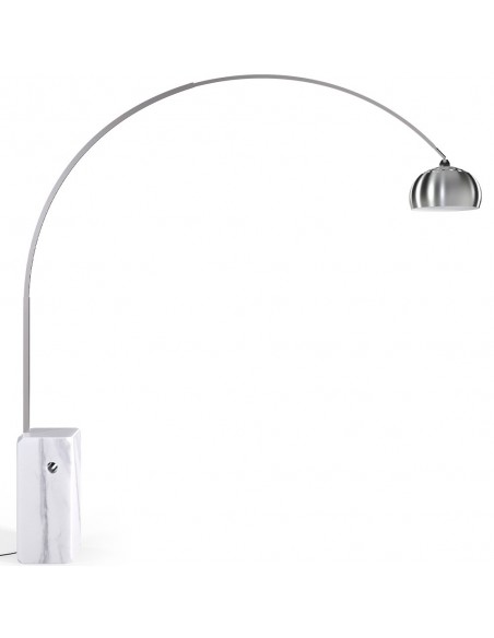 Lámpara de pie Arco diseño vanguardista, mármol blanco, metal