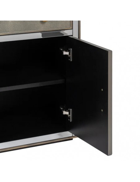 Cómoda Shabby Chic CHLOE 81 x 41, cristal espejo y gris plata