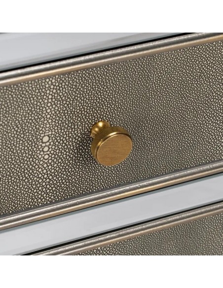 Mesa de cabeceira Shabby Chic CHLOE 51 x 41 vidro espelhado e cinza prateado