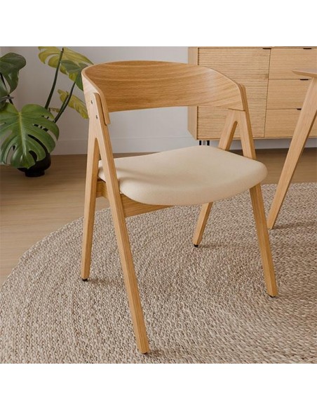 Silla nórdica Lazuli, tela, roble