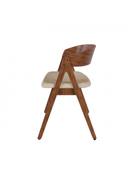 Cadeira nórdica Lazuli, tela, nogueira
