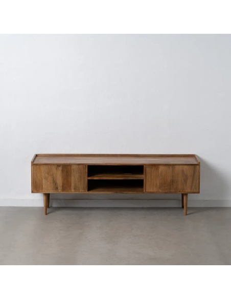 Mueble TV Mailen 150 x 40, 2 puertas y 2 huecos, madera de mango.