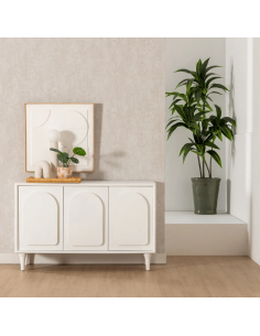 Aparador mediterráneo Aiguablava 120 x 40 cm de MDF blanco 2