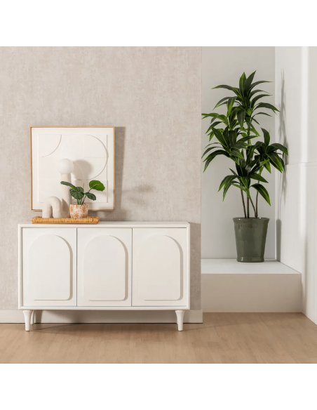 Aparador mediterráneo Aiguablava 120 x 40 cm de MDF blanco