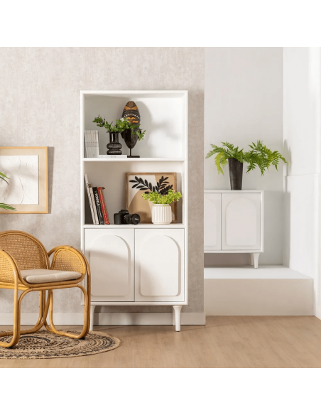 Aparador alto mediterráneo Aiguablava 80 x 40 de MDF blanco