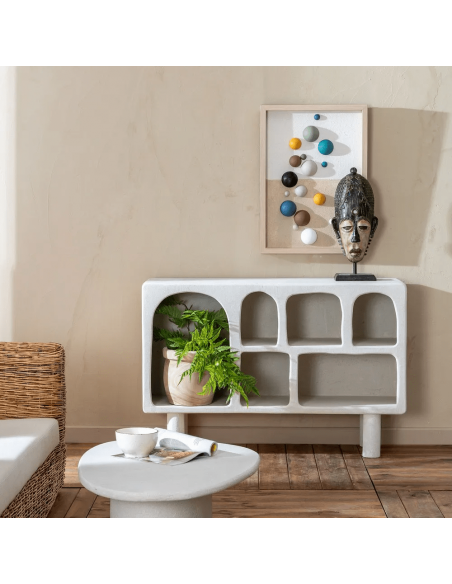 Aparador mediterráneo Aigua 120 x 38, MDF blanco