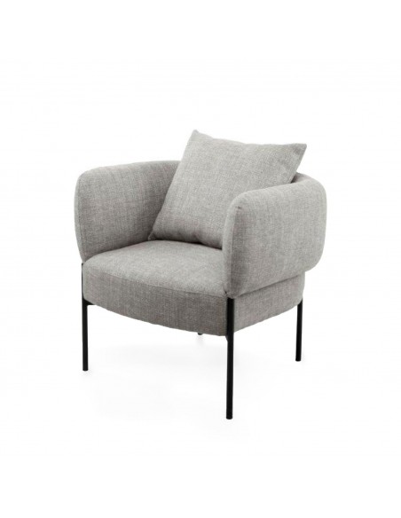 Poltrona AGADIR em tecido tango e aço com acabamento preto.