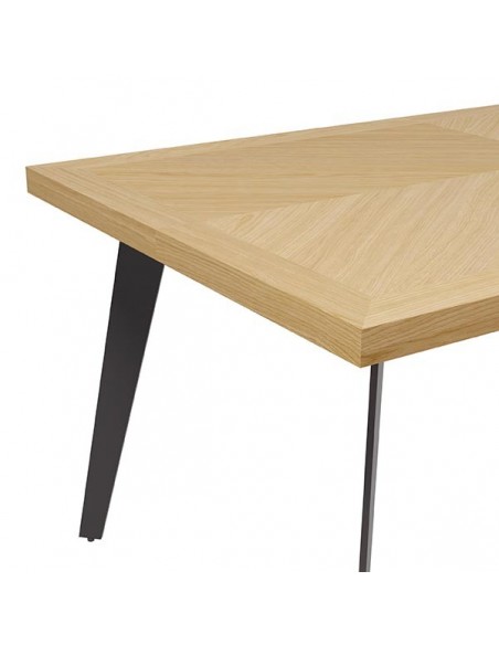 Mesa fija de comedor RANDY 180 x 100, chapada roble y metal negro