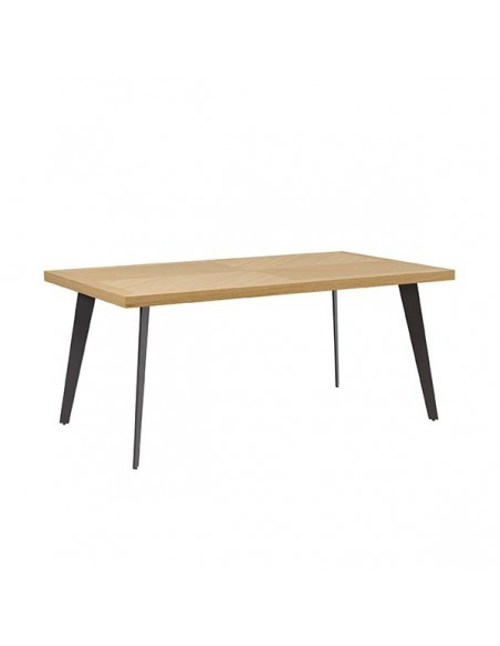 Mesa fija de comedor RANDY 180 x 100, chapada roble y metal negro