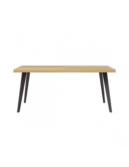 Mesa de jantar fixa RANDY 140 x 90, folheado de carvalho e metal preto