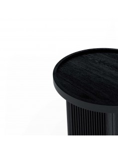 Mesa redonda auxiliar FARIS 45, madera maciza de mango negro 2