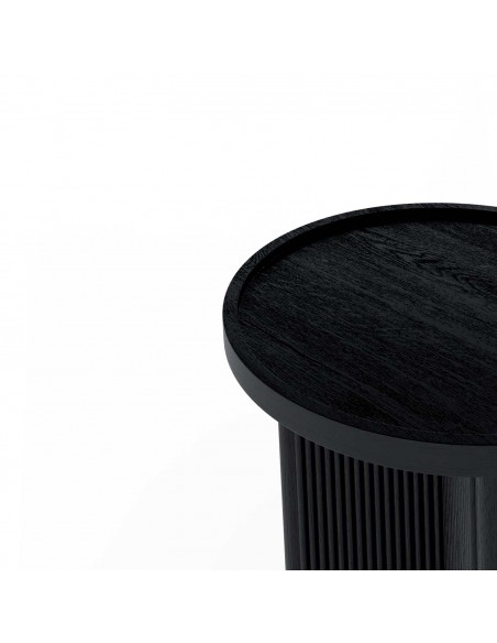 Mesa redonda auxiliar FARIS 45, madera maciza de mango negro