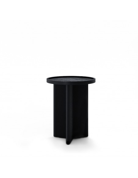 Mesa redonda auxiliar FARIS 45, madera maciza de mango negro