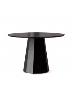 Mesa redonda TINA de Ø 120, chapado roble acabado negro.
