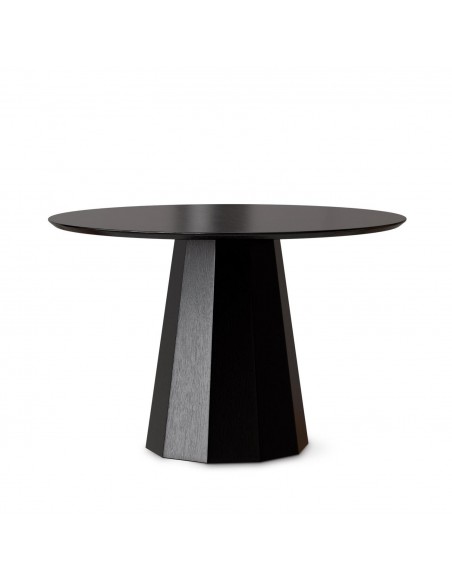 Mesa redonda TINA de Ø 120, chapado roble acabado negro.