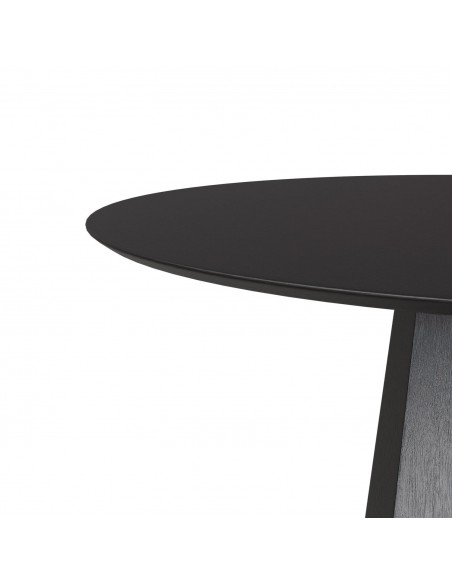 Mesa redonda TINA de Ø 120, chapado roble acabado negro.