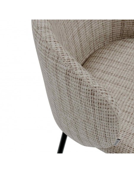 Banqueta MINNA de 65 cm, em tecido Bora e metal preto.