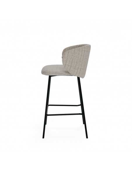 Taburete MINNA 65, de tejido Bora y metal negro.