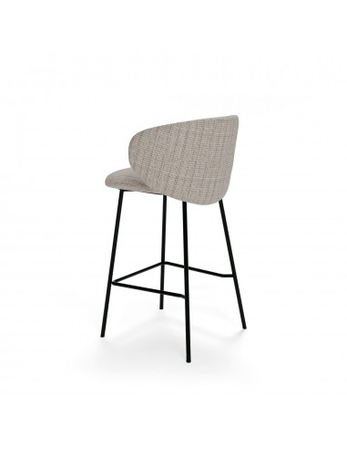 Taburete MINNA 65, de tejido Bora y metal negro.