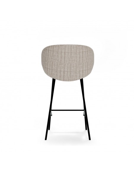 Banqueta MINNA de 65 cm, em tecido Bora e metal preto.