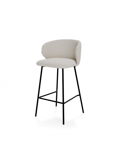 Taburete MINNA 65, de tejido Bora y metal negro.