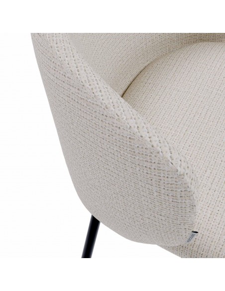 Taburete MINNA 65, de tejido Bora y metal negro.