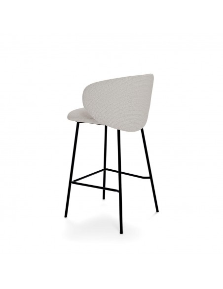 Taburete MINNA 65, de tejido Bora y metal negro.