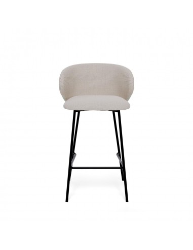 Taburete MINNA 65, de tejido Bora y metal negro.