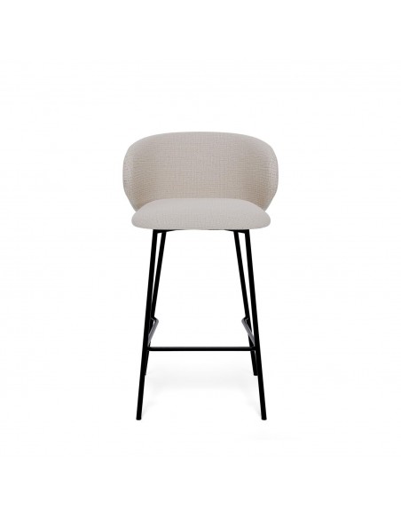 Taburete MINNA 65, de tejido Bora y metal negro.