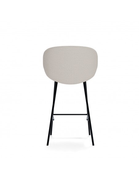 Banqueta MINNA de 65 cm, em tecido Bora e metal preto.