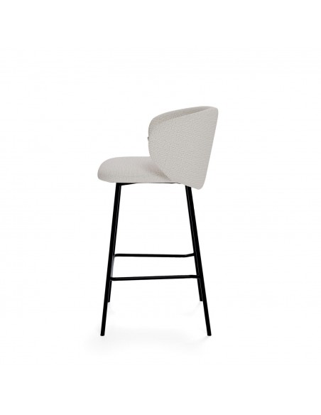 Taburete MINNA 65, de tejido Bora y metal negro.