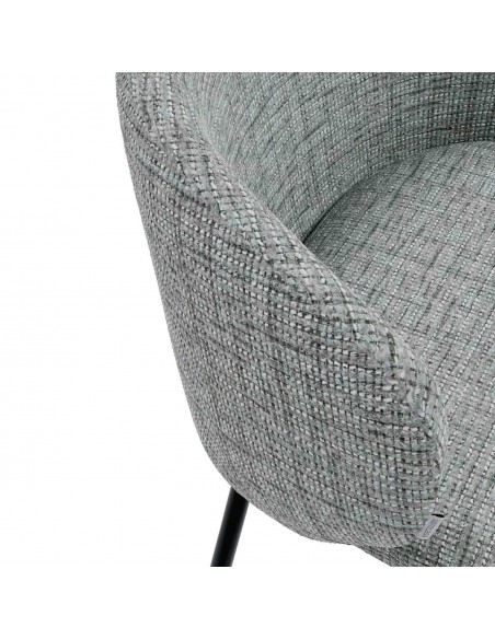 Banqueta MINNA de 65 cm, em tecido Bora e metal preto.