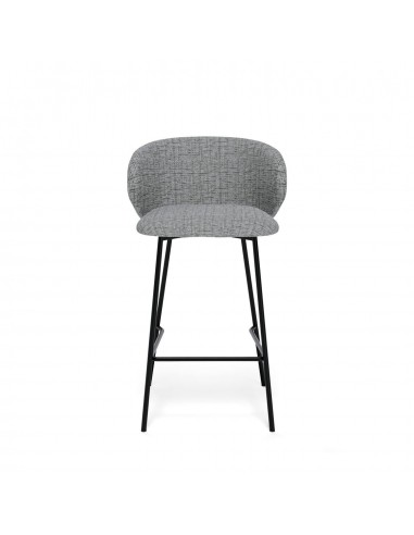 Taburete MINNA 65, de tejido Bora y metal negro.