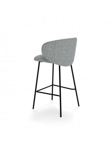 Taburete MINNA 65, de tejido Bora y metal negro.