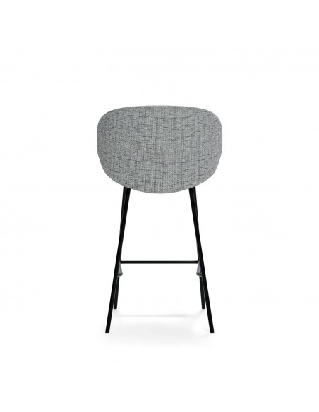 Banqueta MINNA de 65 cm, em tecido Bora e metal preto.