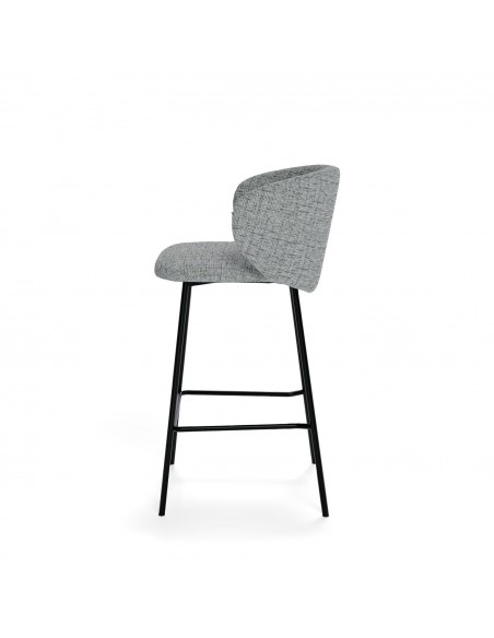 Taburete MINNA 65, de tejido Bora y metal negro.