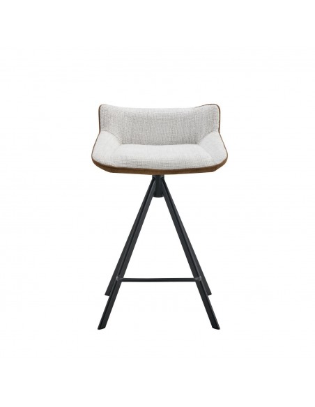 Banqueta GARY 65, tecido combinado Bora/Suede e metal preto