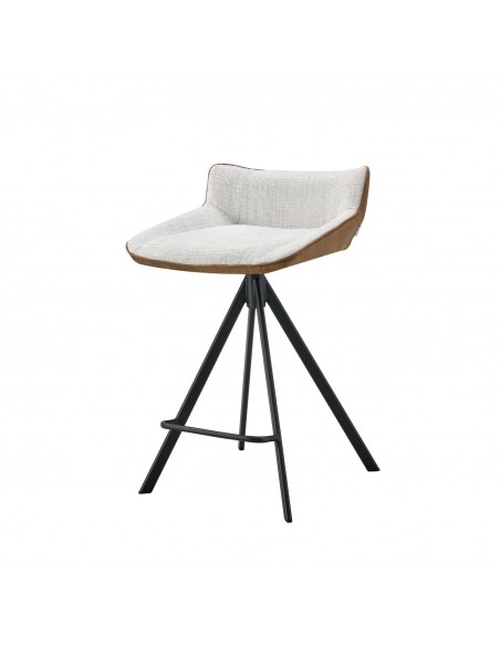 Taburete GARY 65, tejido combinado Bora/Suede y metal negro