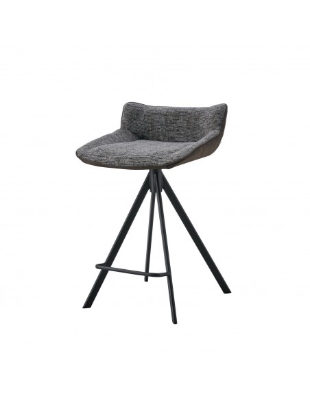 Banqueta GARY 65, tecido combinado Bora/Suede e metal preto