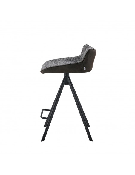 Banqueta GARY 65, tecido combinado Bora/Suede e metal preto