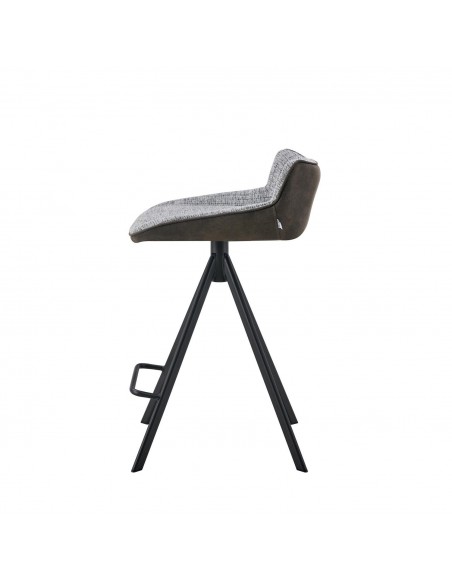 Taburete GARY 65, tejido combinado Bora/Suede y metal negro