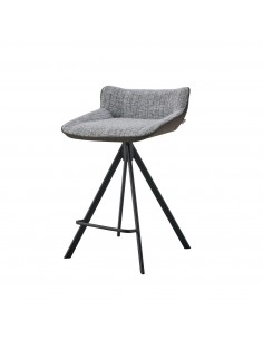 Taburete GARY 65, tejido combinado Bora/Suede y metal negro