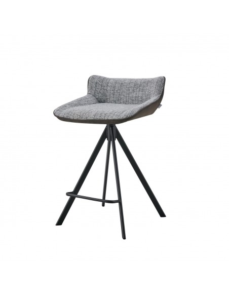 Taburete GARY 65, tejido combinado Bora/Suede y metal negro