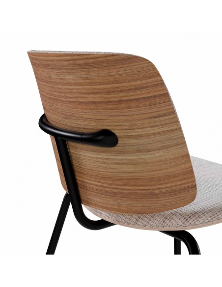 Cadeira design ROMINA Tecido cinza, encosto de madeira