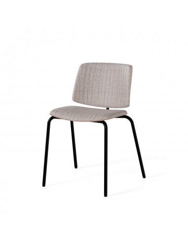 Silla de diseño Romina tejido gris, respaldo trasera de madera