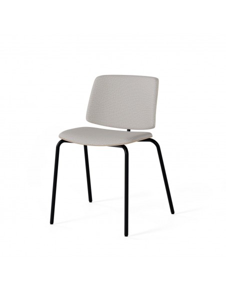 Cadeira design ROMINA Tecido cinza, encosto de madeira