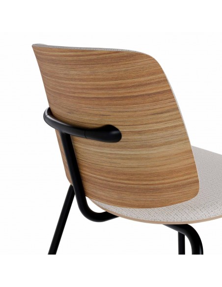 Cadeira design ROMINA Tecido cinza, encosto de madeira