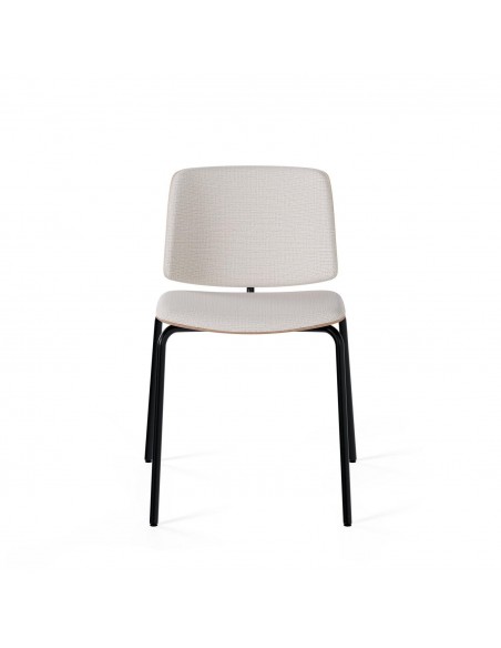 Cadeira design ROMINA Tecido cinza, encosto de madeira