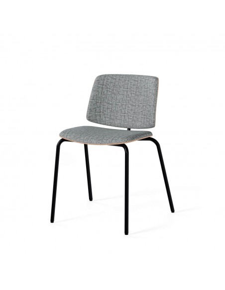 Cadeira design ROMINA Tecido cinza, encosto de madeira