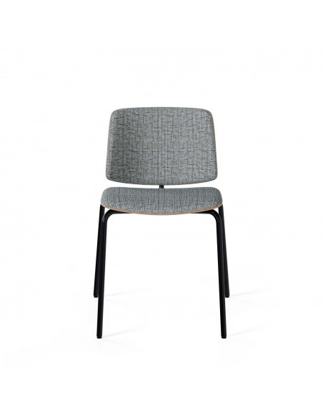 Cadeira design ROMINA Tecido cinza, encosto de madeira